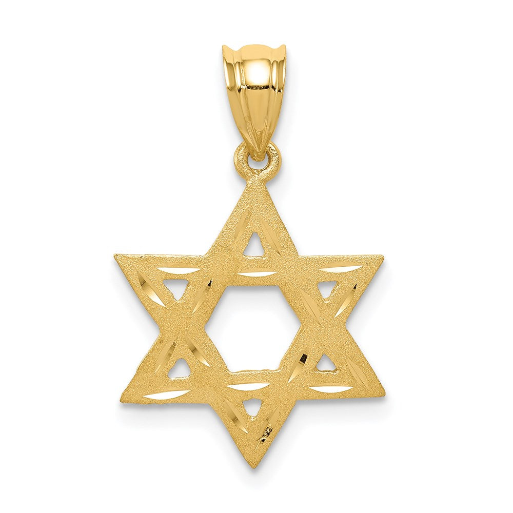 Solid;Diamond-cut;Satin;14k Yellow gold;Flat back;Textured back