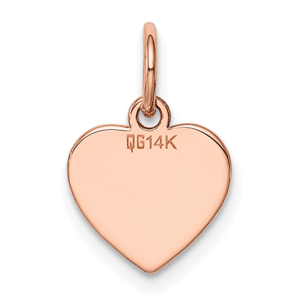 14k Rose Gold Plain .013 Gauge Engraveable Heart 12x10mm Disc Charm