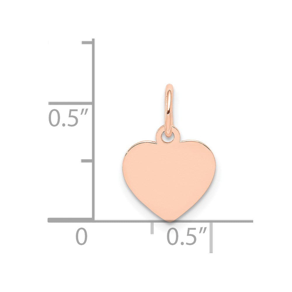 14k Rose Gold Plain .018 Gauge Engraveable Heart 12x10mm Disc Charm