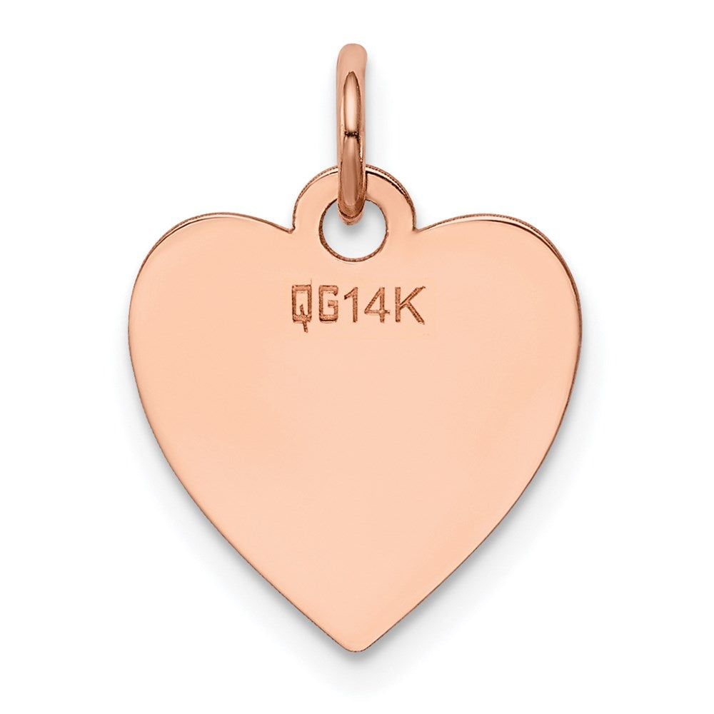 14k Rose Gold Plain .018 Gauge Engraveable Heart 15x14mm Disc Charm