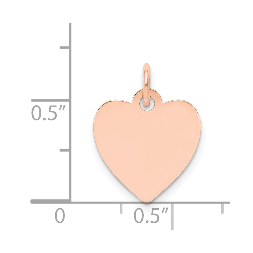 14k Rose Gold Plain .011 Gauge Engraveable Heart 15x14mm Disc Charm
