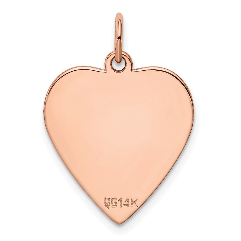 14k Rose Gold Plain .027 Gauge Engraveable Heart 21x20mm Disc Charm
