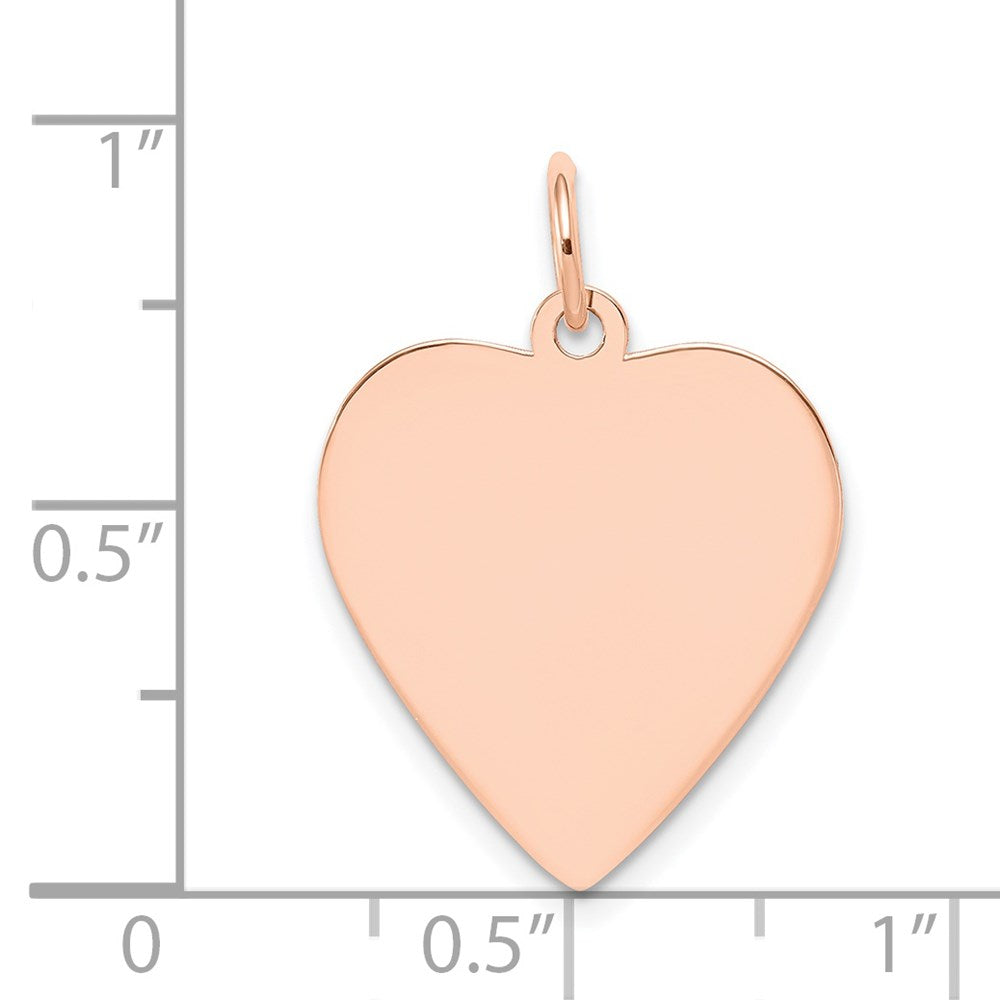 14k Rose Gold Plain .027 Gauge Engraveable Heart 21x20mm Disc Charm