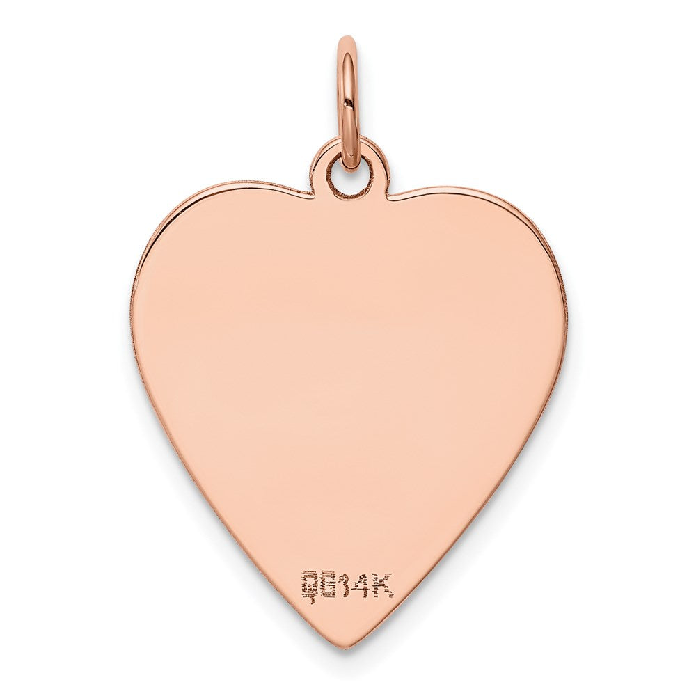 14k Rose Gold Plain .013 Gauge Engraveable Heart 24x21mm Disc Charm