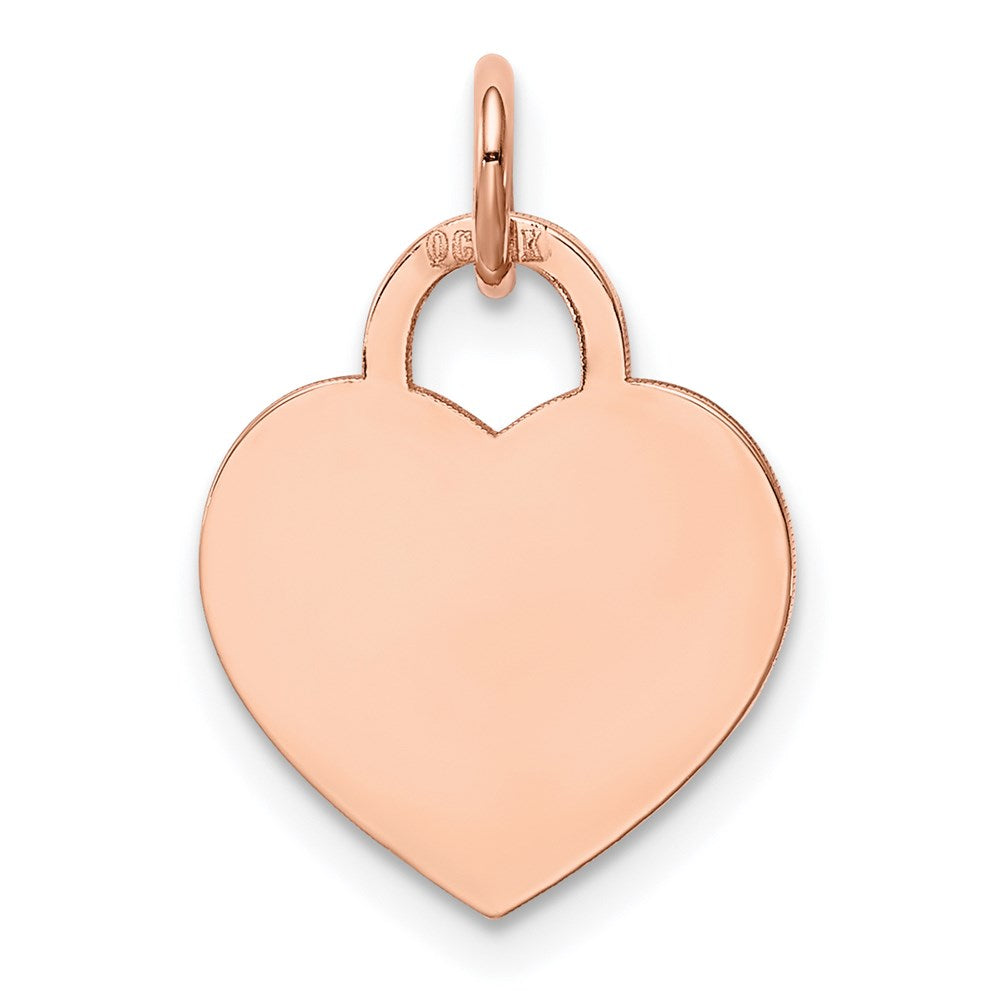 14k Rose Gold Plain .013 Gauge Medium Engraveable Heart 19x15mm Disc Charm