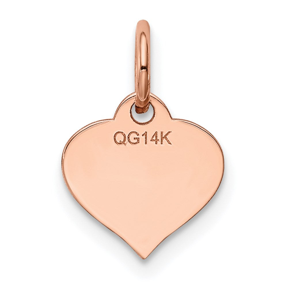 14k Rose Gold Plain .018 Gauge Engravable Heart 10mm Disc Charm