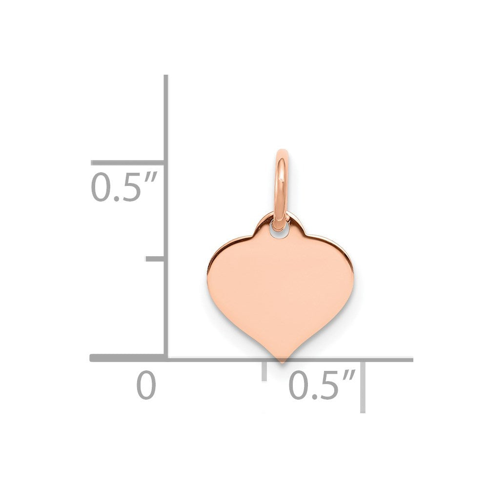 14k Rose Gold Plain .011 Gauge Engravable Heart 10mm Disc Charm