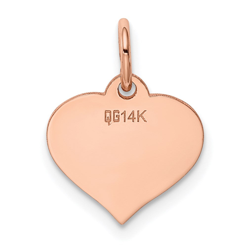 14k Rose Gold Plain .011 Gauge Engravable Heart 14x12mm Disc Charm