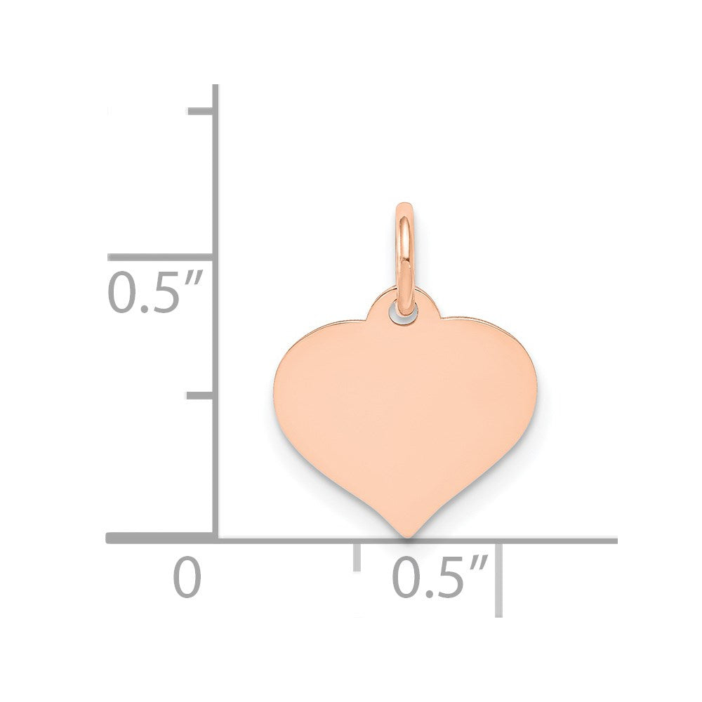 14k Rose Gold Plain .013 Gauge Engravable Heart 14x12mm Disc Charm