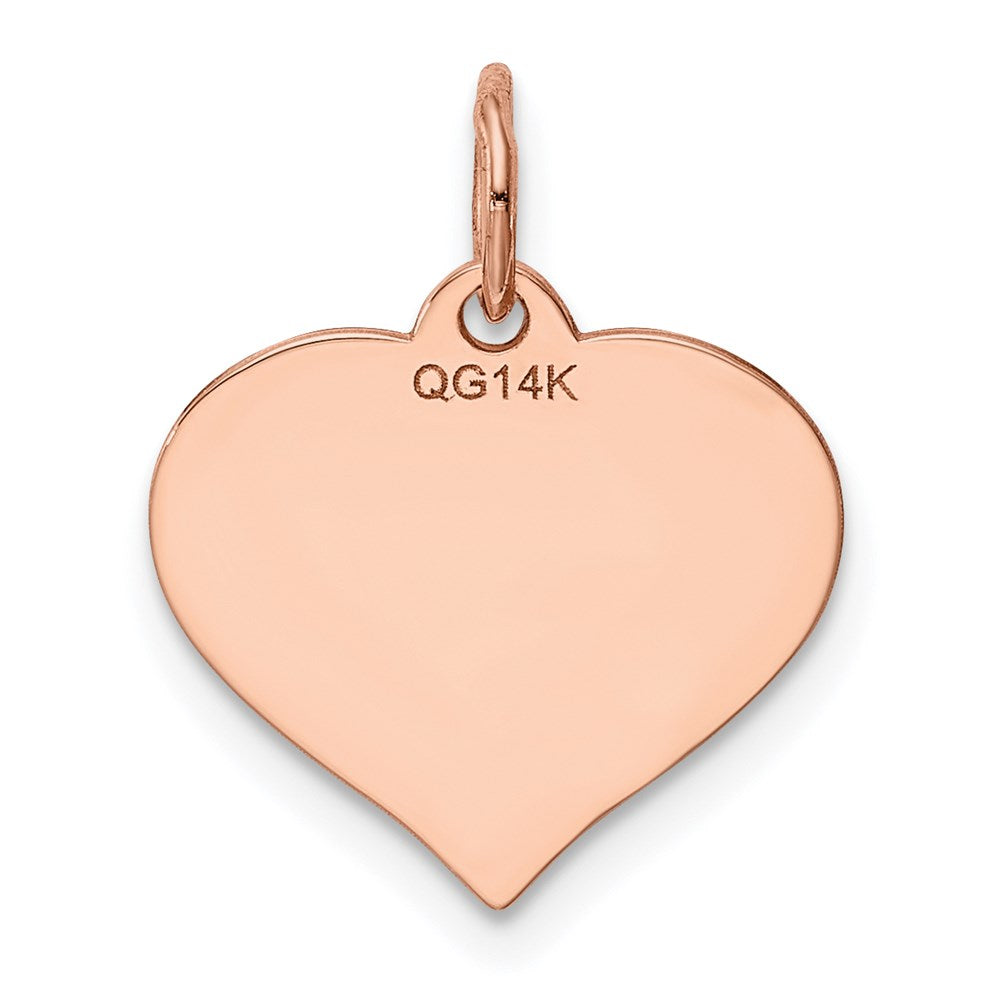 14k Rose Gold Plain .011 Gauge Engravable Heart 15x14mm Disc Charm
