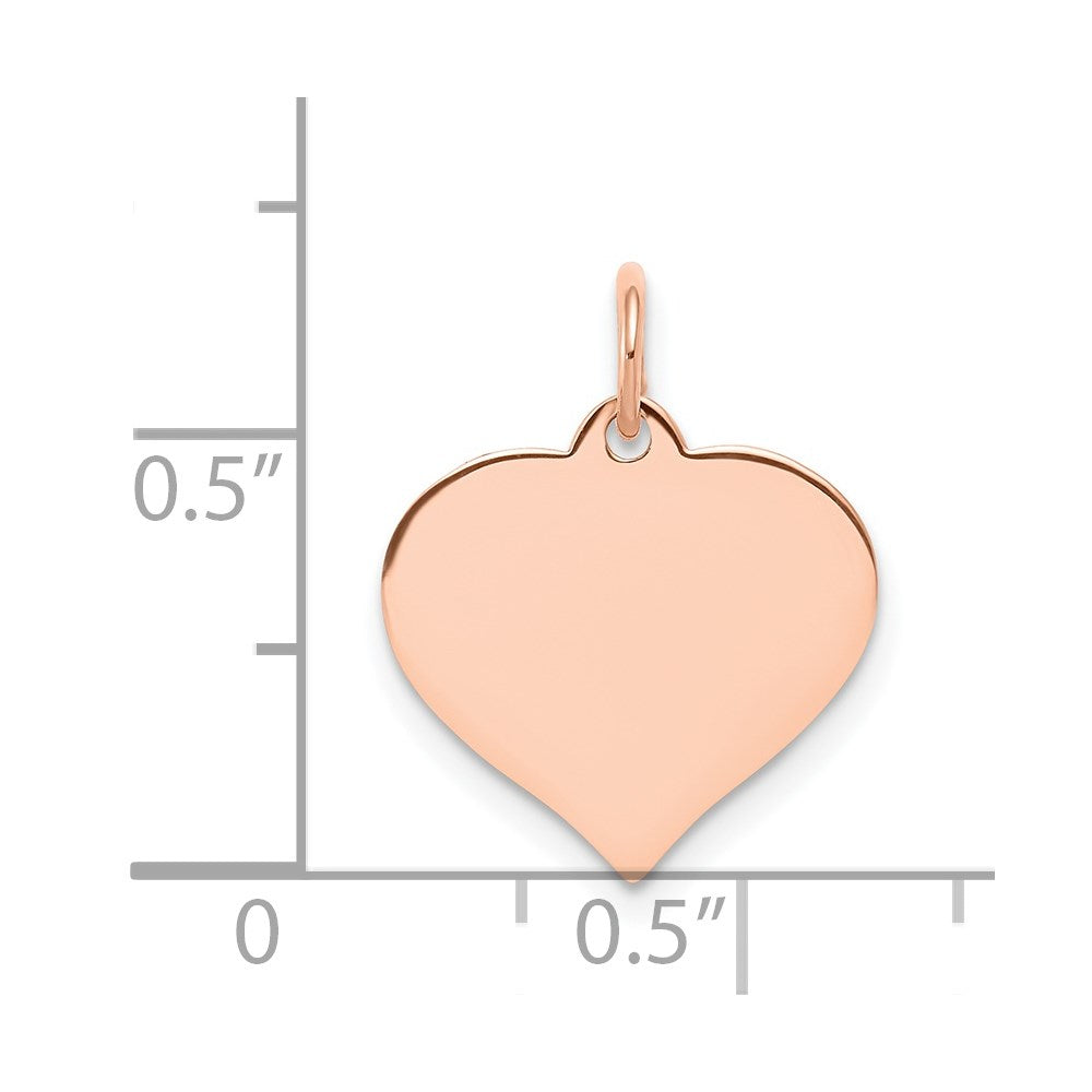 14k Rose Gold Plain .011 Gauge Engravable Heart 15x14mm Disc Charm