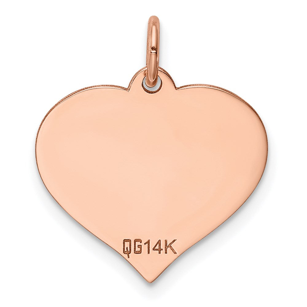 14k Rose Gold Plain .027 Gauge Engravable Heart 16x17mm Disc Charm