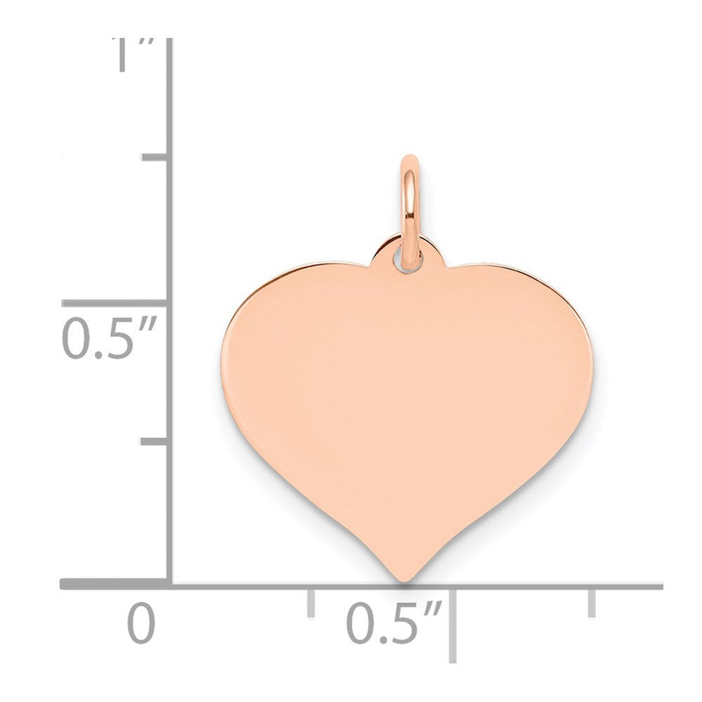 14k Rose Gold Plain .027 Gauge Engravable Heart 16x17mm Disc Charm