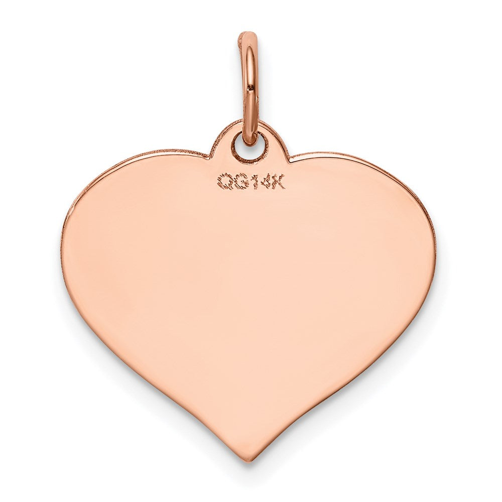 14k Rose Gold Plain .027 Gauge Engravable Heart 19x18mm Disc Charm