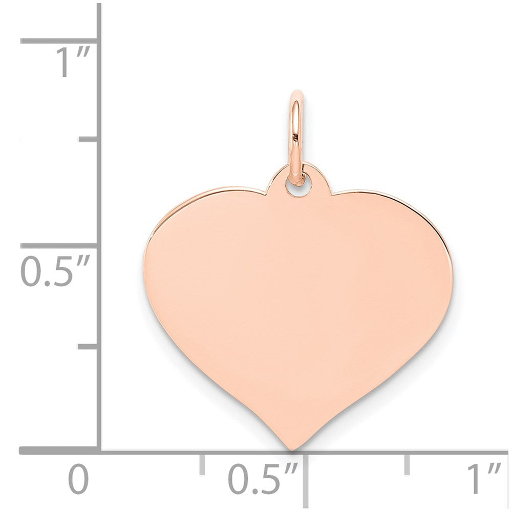 14k Rose Gold Plain .027 Gauge Engravable Heart 19x18mm Disc Charm