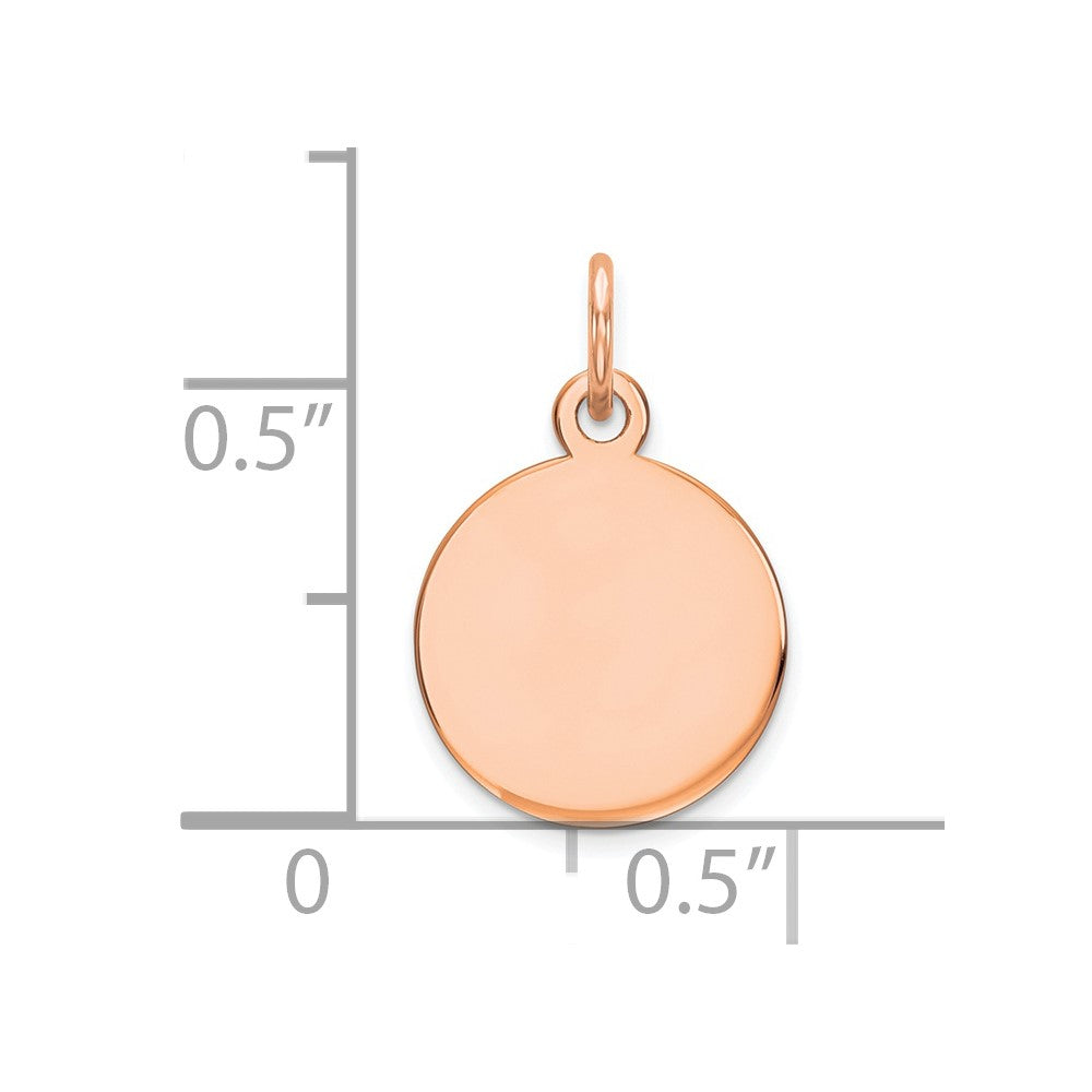 14k Rose Gold Plain .011 Gauge Round Engraveable 11mm Disc Charm