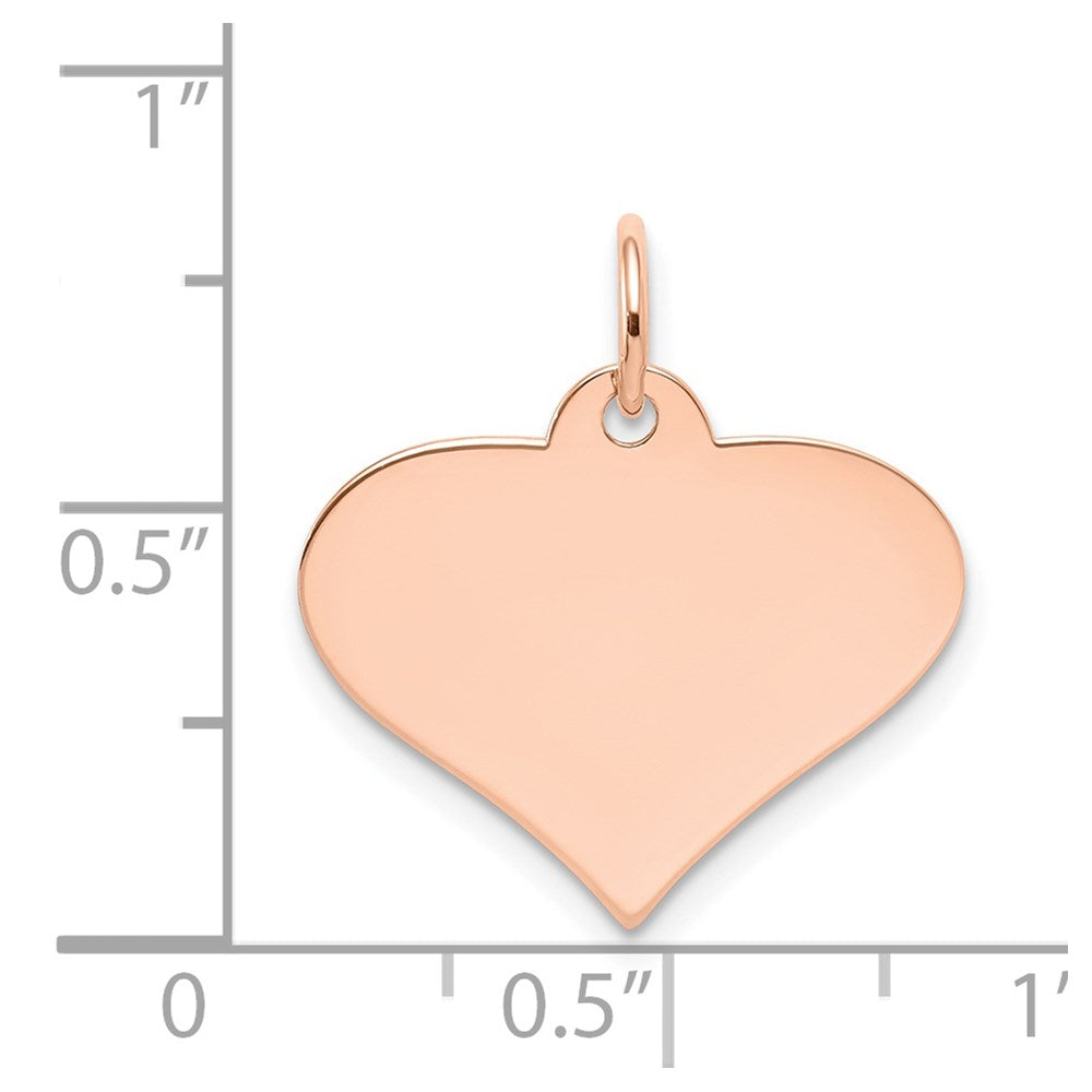 14k Rose Gold Plain .027 Gauge Engraveable Heart 18x19mm Disc Charm