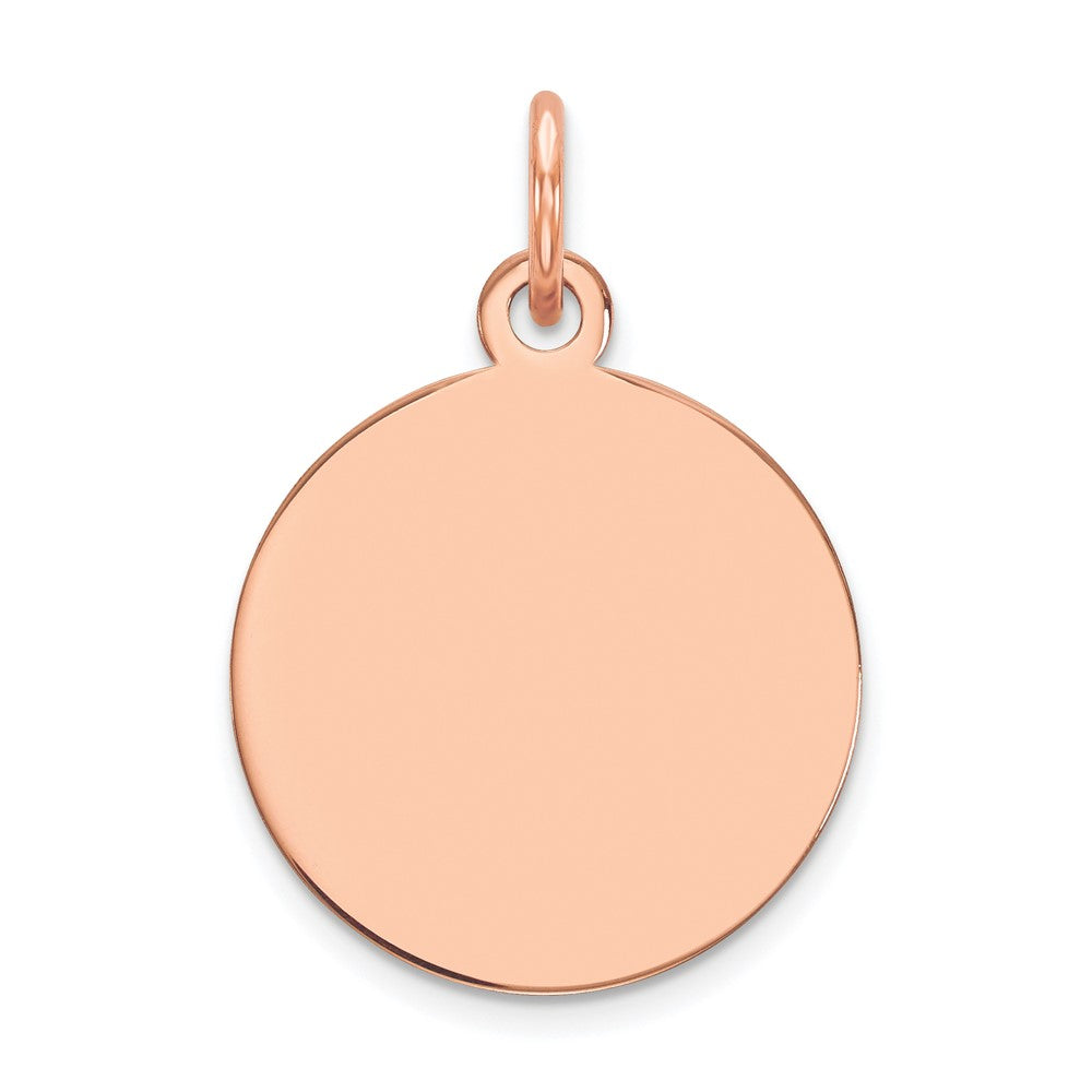14k Rose Gold Plain .011 Gauge Round Engravable 15mm Disc Charm