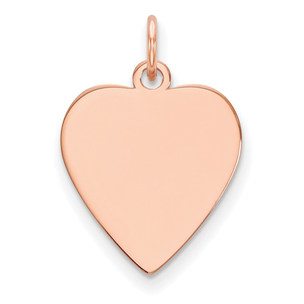 14k Rose Gold Plain .011 Gauge Engravable Heart 17x16.5mm Disc Charm
