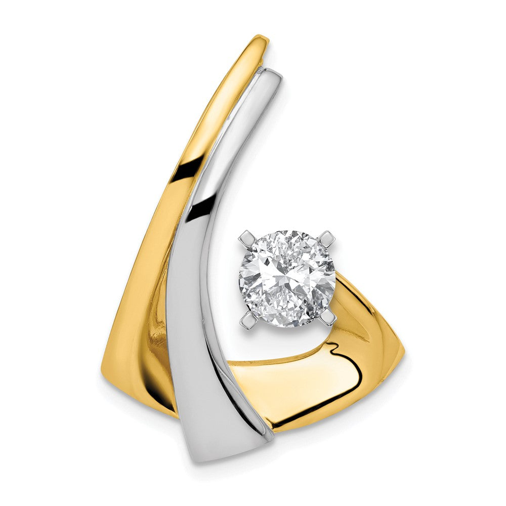 Solid;Casted;Polished;14K Two-tone;Avail. in 18k yellow gold;Avail. in 14k white gold;Avail. in 14k yellow gold;Avail. in platinum;Peg set;Avail. in 18k white gold;Fits up to 2mm regular;Fits up to 6mm fancy
