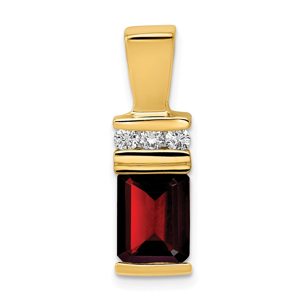 Polished;14k Yellow gold;Open back;Diamond;Garnet;Fits up to 2mm regular;Fits up to 3mm fancy