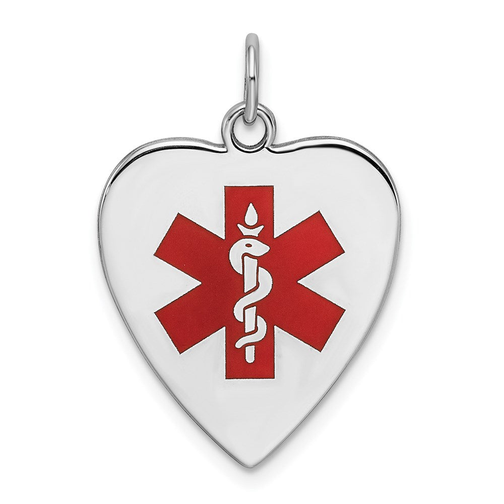 Polished;Stamped;Engravable;Enamel;Sterling silver;Heart