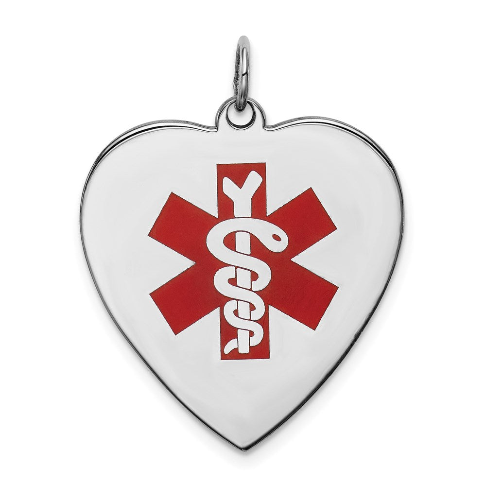 Polished;Stamped;Engravable;Enamel;Sterling silver;Heart