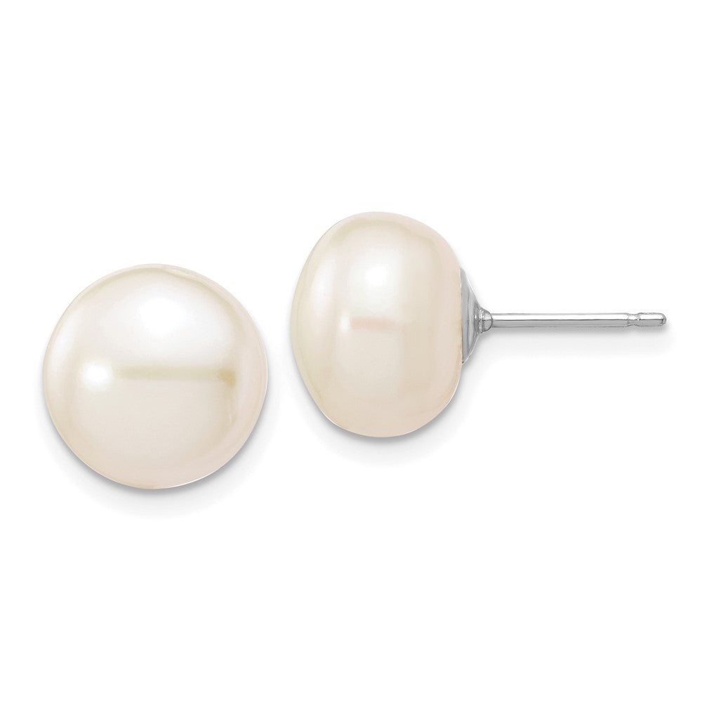 14K White gold;Post;Freshwater cultured pearl
