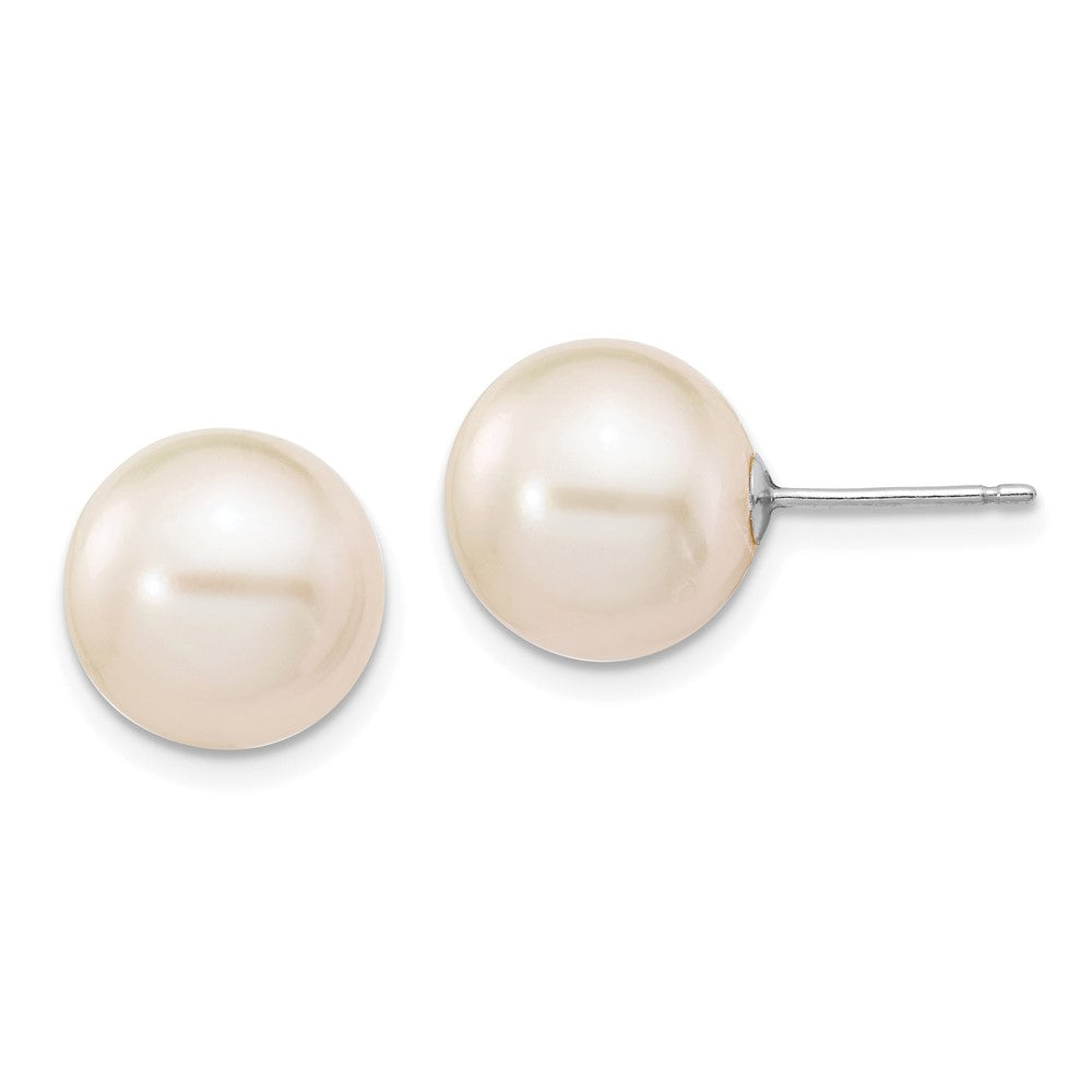 14K White gold;Post;Freshwater cultured pearl