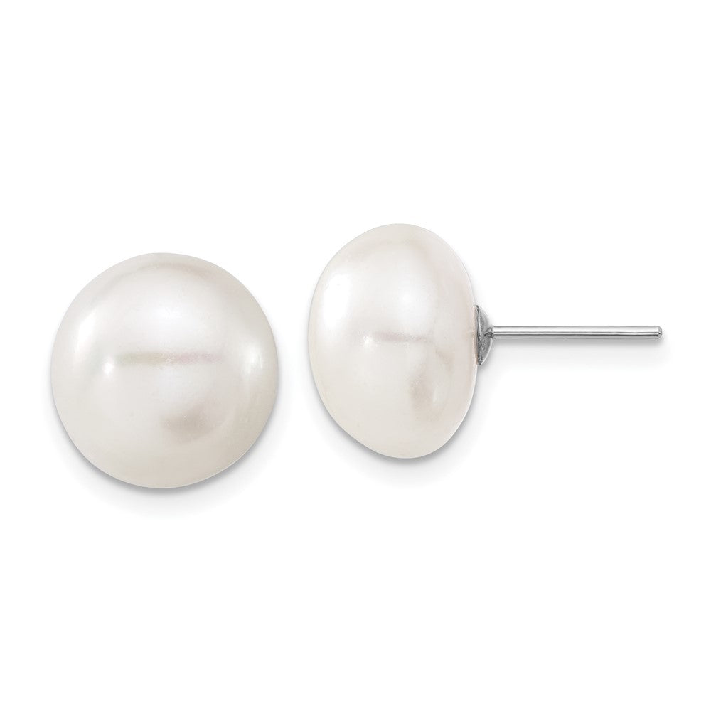 14K White gold;Post;Freshwater cultured pearl