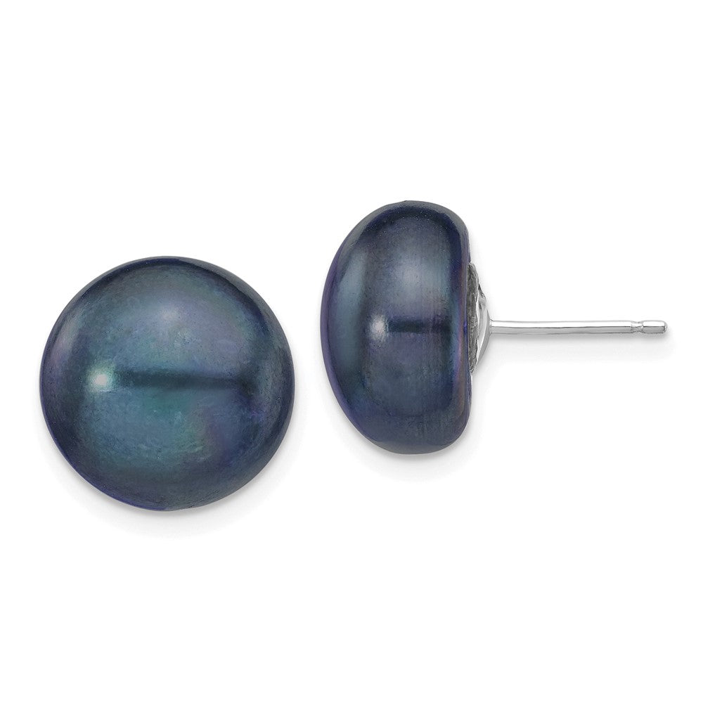14K White gold;Post;Freshwater cultured pearl