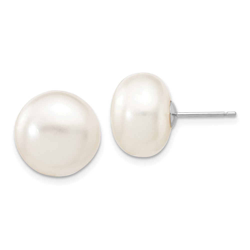 14K White gold;Post;Freshwater cultured pearl