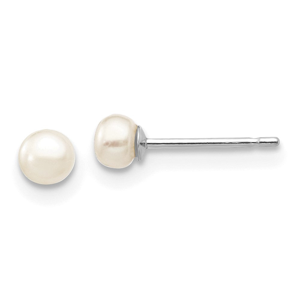 14K White gold;Post;Freshwater cultured pearl