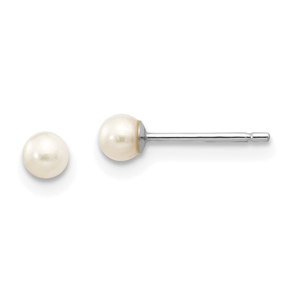 14K White gold;Post;Freshwater cultured pearl