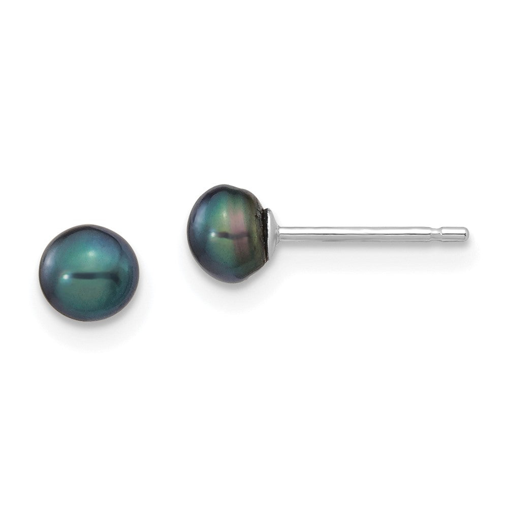 14K White gold;Post;Freshwater cultured pearl