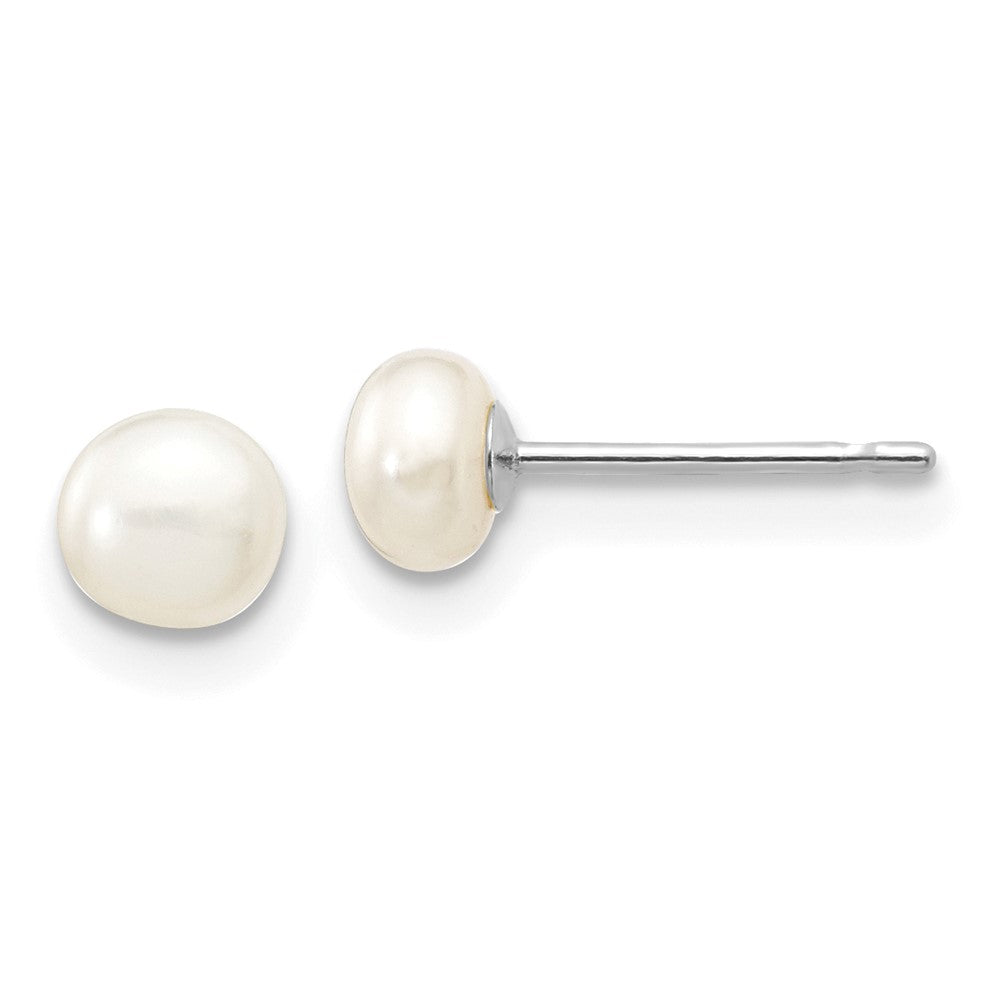 14K White gold;Post;Freshwater cultured pearl