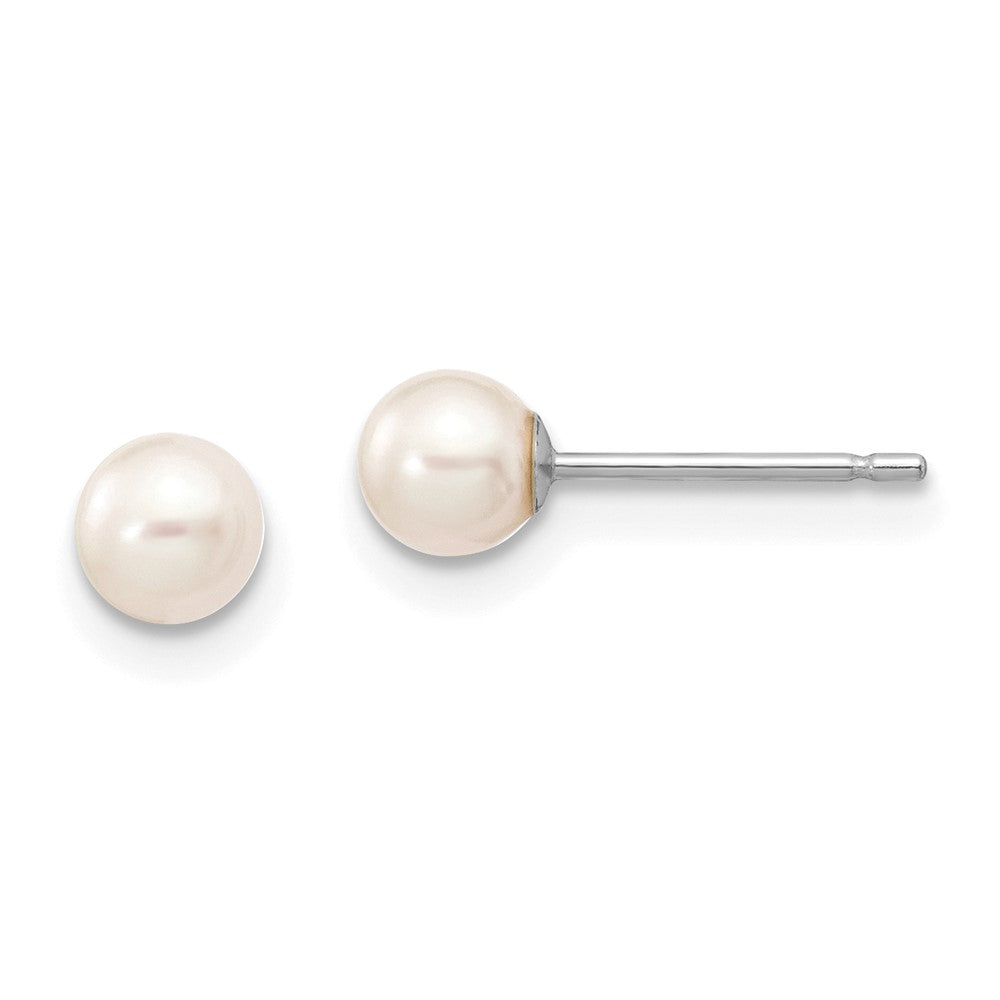 14K White gold;Post;Freshwater cultured pearl