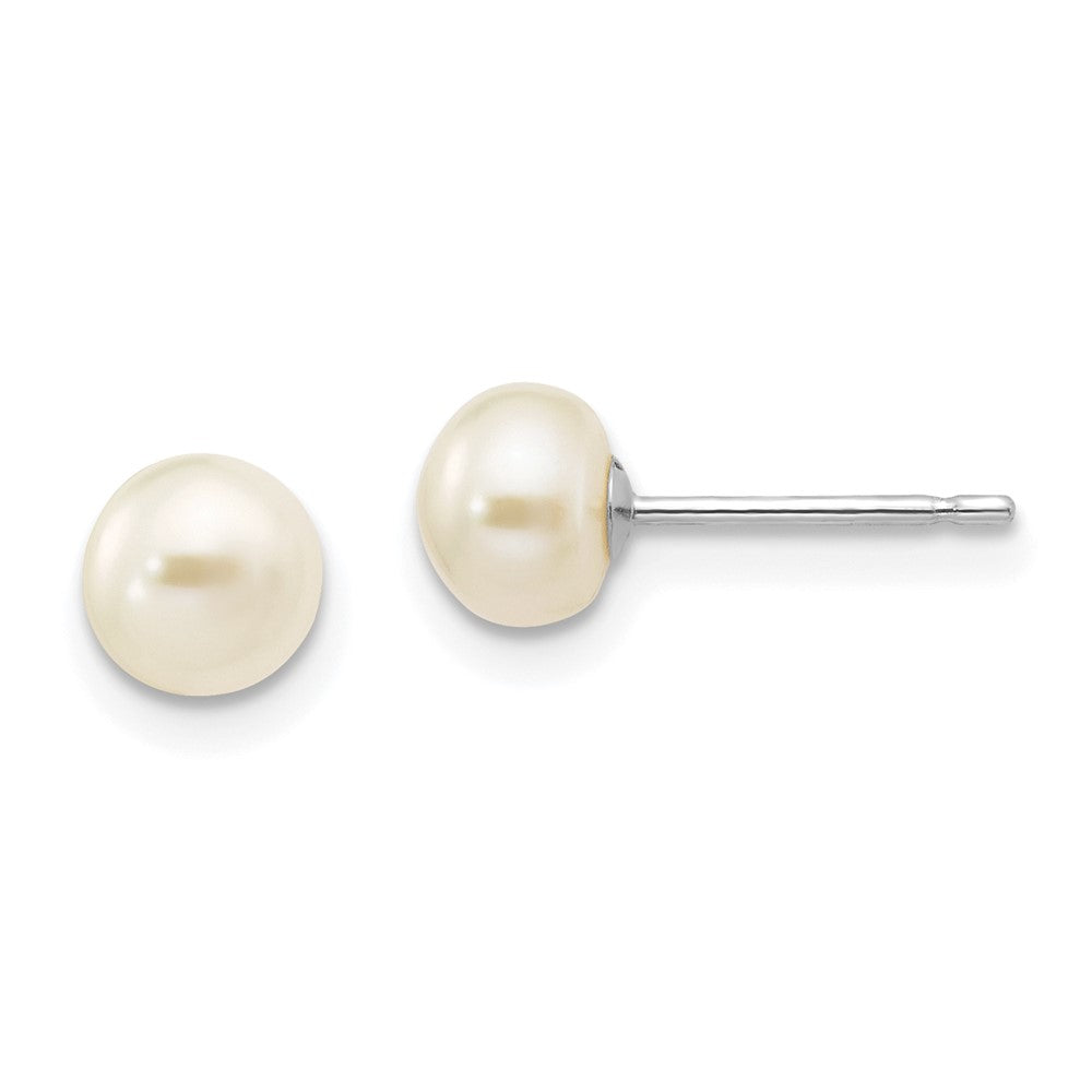 14K White gold;Post;Freshwater cultured pearl