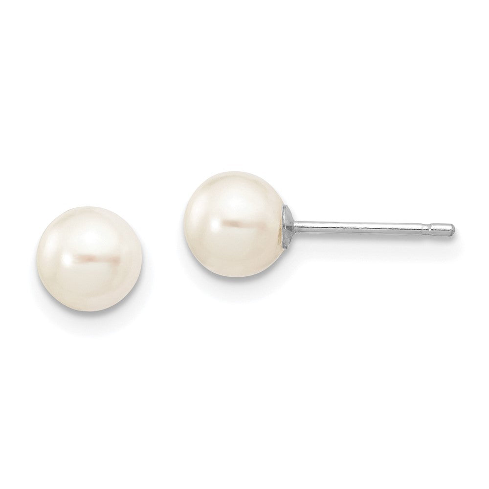 14K White gold;Post;Freshwater cultured pearl