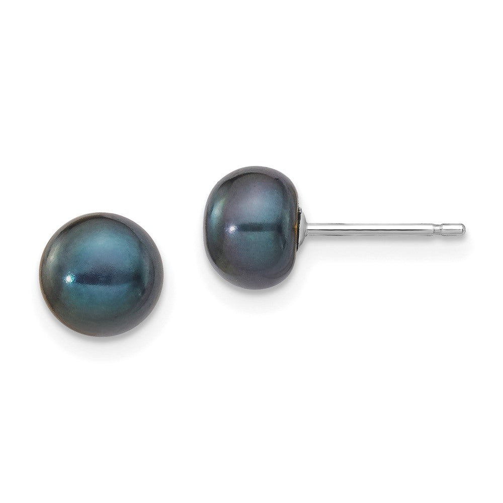 14K White gold;Post;Freshwater cultured pearl