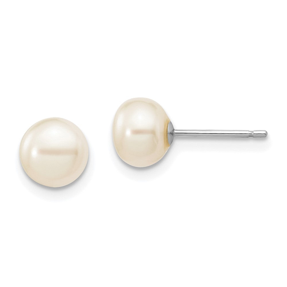 14K White gold;Post;Freshwater cultured pearl