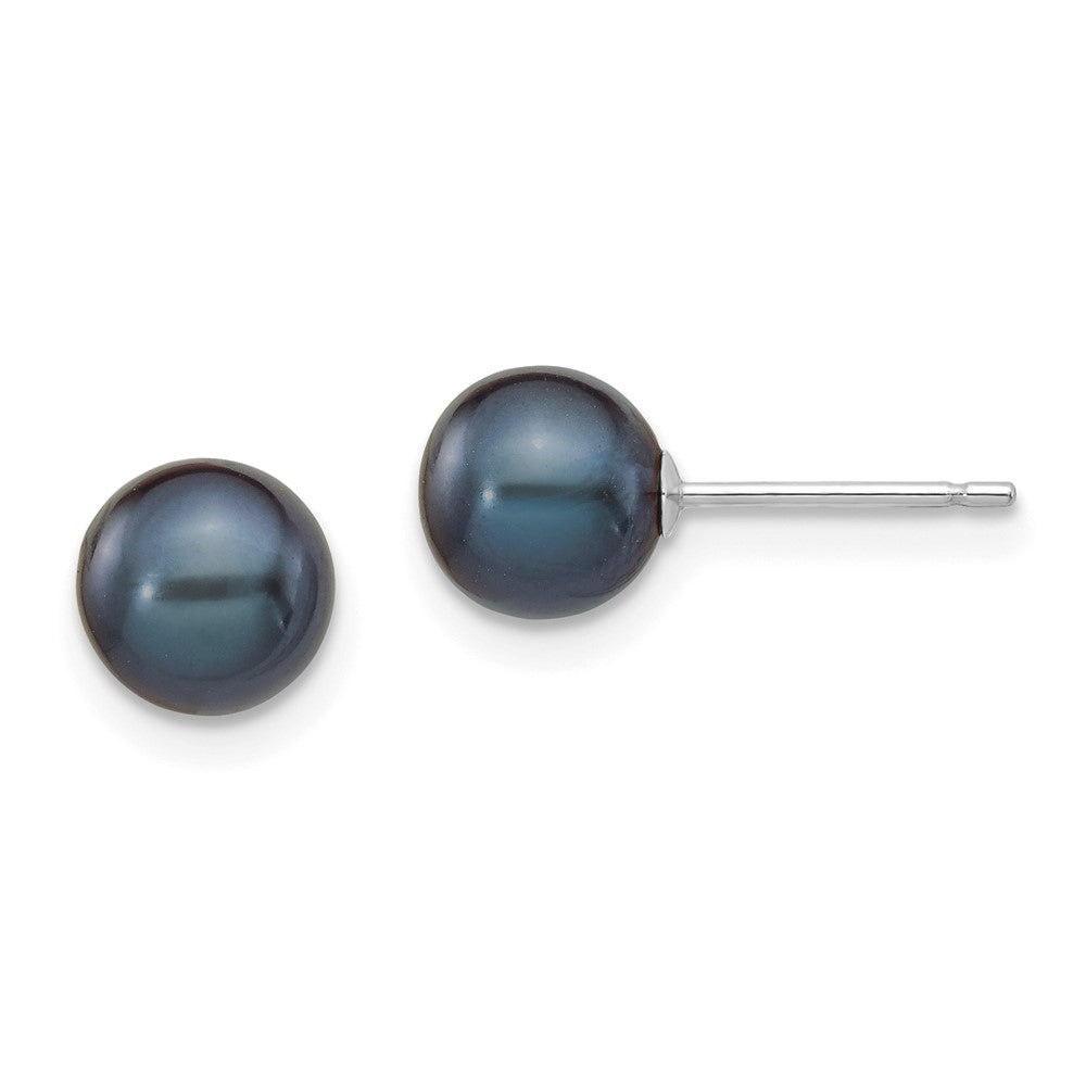 14K White gold;Post;Dyed;Freshwater cultured pearl