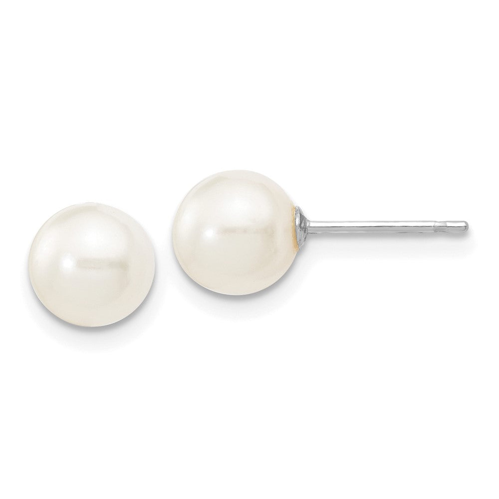 14K White gold;Post;Freshwater cultured pearl