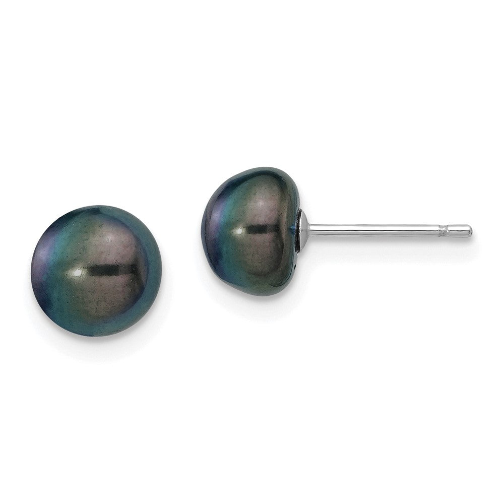 14K White gold;Post;Freshwater cultured pearl