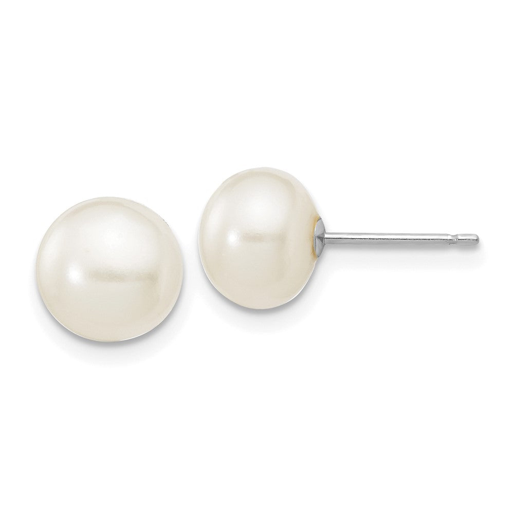 14K White gold;Post;Freshwater cultured pearl