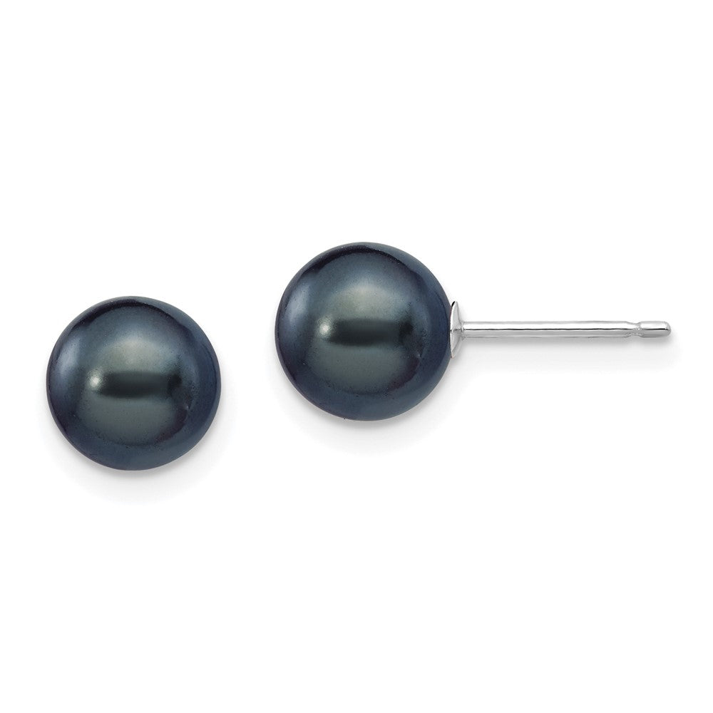 14K White gold;Post;Dyed;Freshwater cultured pearl