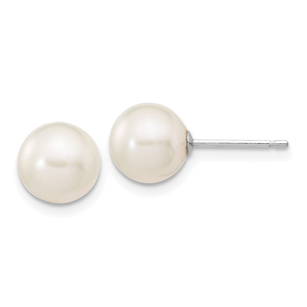 14K White gold;Post;Freshwater cultured pearl