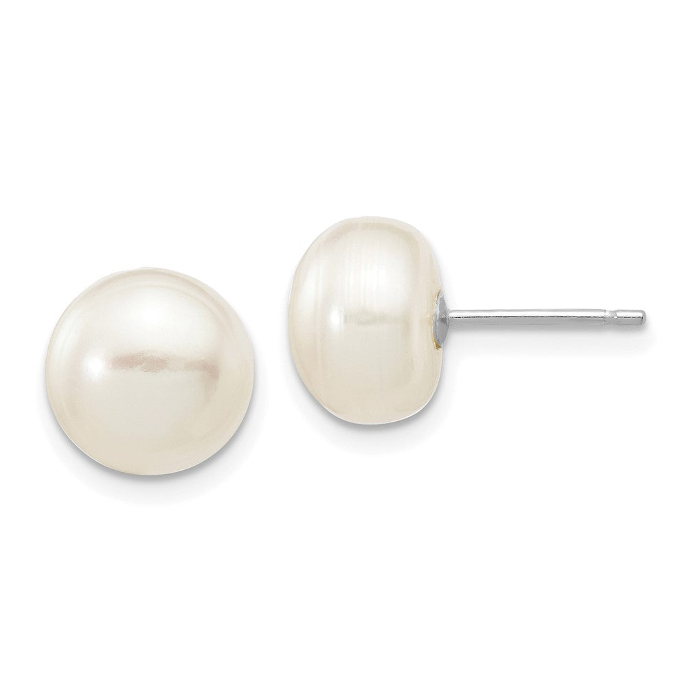 14K White gold;Post;Freshwater cultured pearl