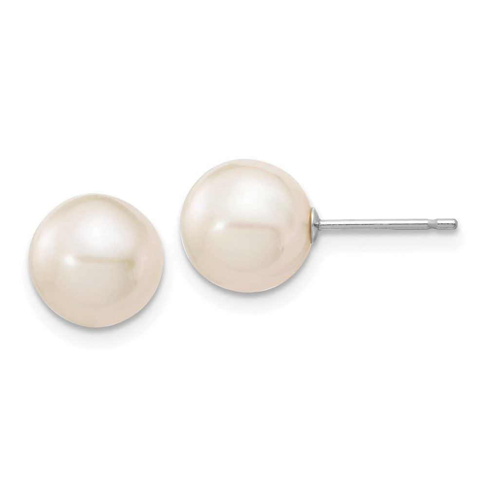 14K White gold;Post;Freshwater cultured pearl
