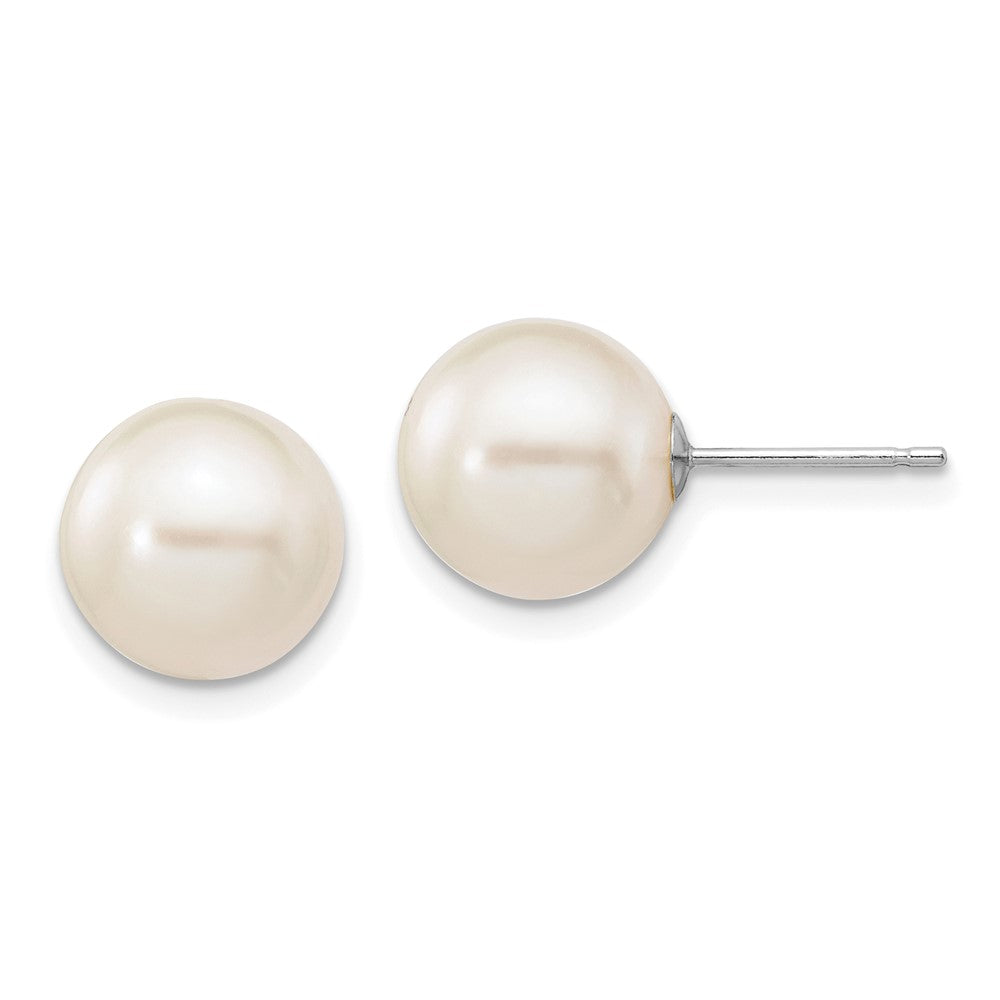 14K White gold;Post;Freshwater cultured pearl